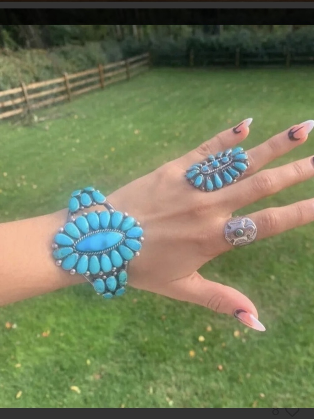 Beautiful Alice Quam Turquoise Cluster Cuff RARE - Picture 2 of 13